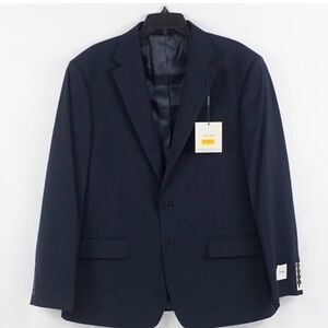 Calvin Klein Wool-Blend Single Breasted Suit Jacket In Navy Men's Size 46REG